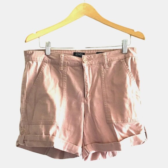JONES NEW YORK- WOMENS BLUSH 97% COTTON UTILITY SHORTS SIZE 12 - Picture 1 of 6